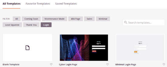Choose A Template For Your Login Page