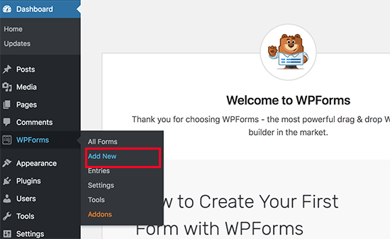 Wpforms Addnew Formulario de contacto para el blog de WordPress
