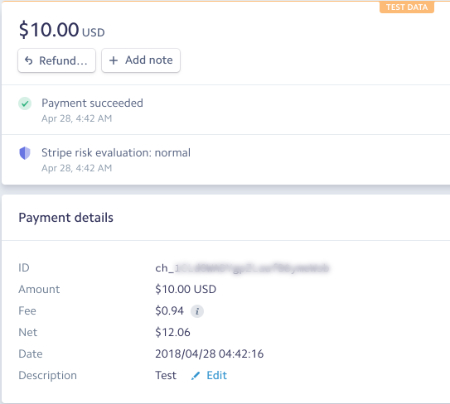 Individual Payment Details Stripe Test