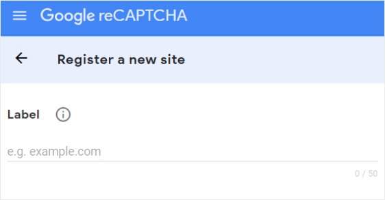Register New Site For Recaptcha