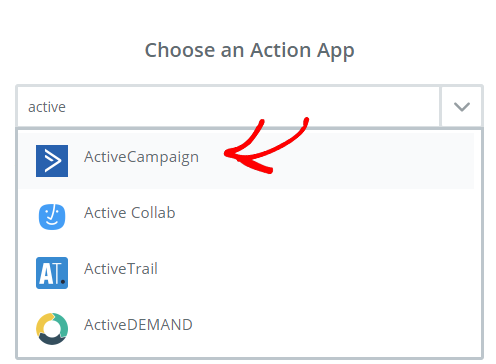 Choose Activecampaign Action App