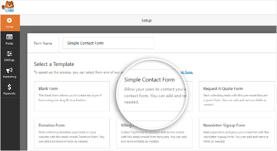 Simple Contact Form Template 1
