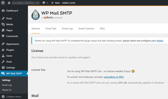 WPMailSMTP Settings Page