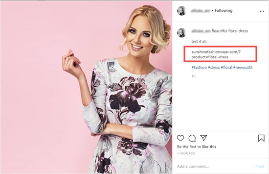 Instagram Dress With Url In Caption Min