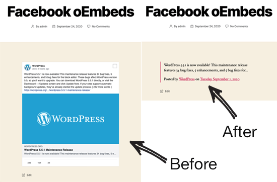 Fb Oembed Before After