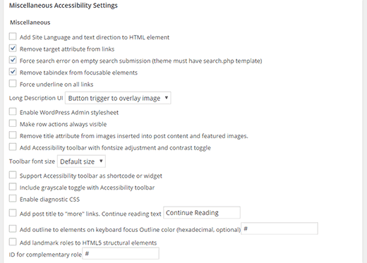 Misc Accessibility Settings