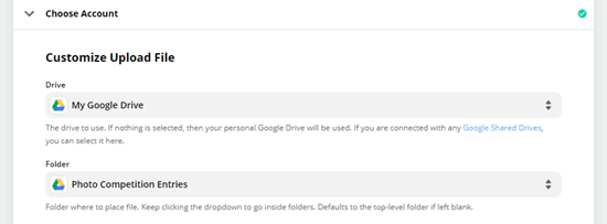 Select Google Drive And Folder