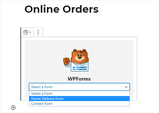 Select Order Form From Dropdown