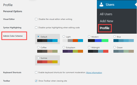 Wordpress Set Admin Color Scheme
