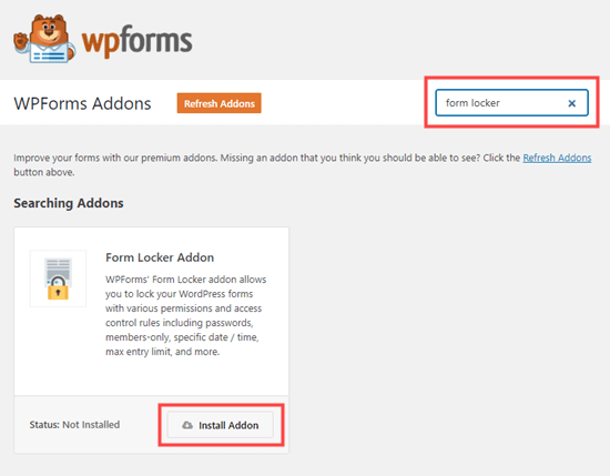 Wpforms Install Form Locker Addon