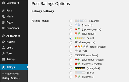 Ratings Options