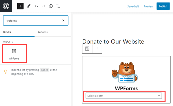 Wpforms Block Select Form