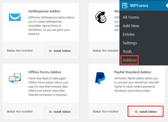 Wpforms Install Paypal Standard Addon