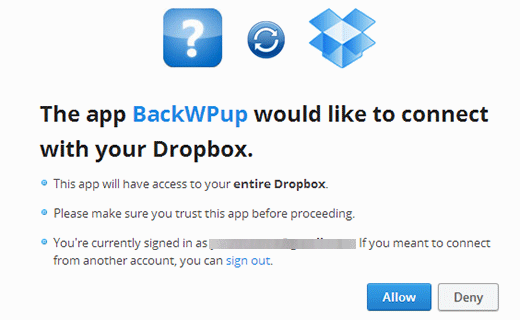 BackWPup Dropbox