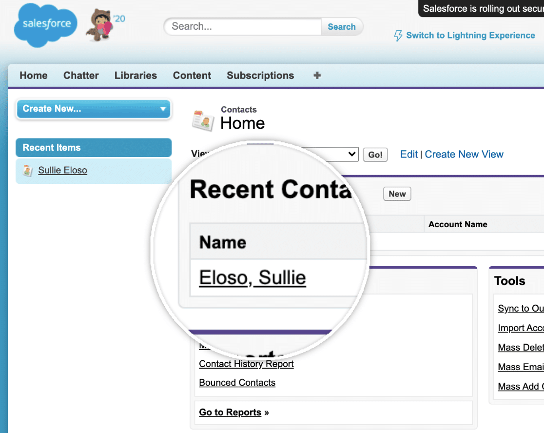 Select Contact In Salesforce 1