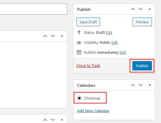 Select Event Calendar And Publish
