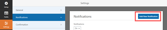 WPForms Add New Notification Button