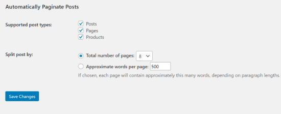 Automatically Paginate Posts Section