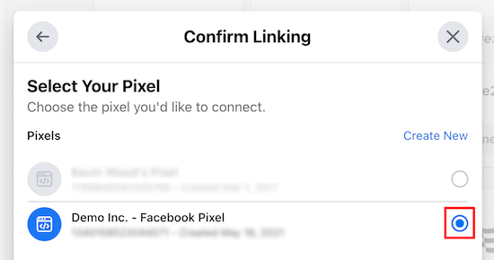 Step Seven Select Facebook Pixel
