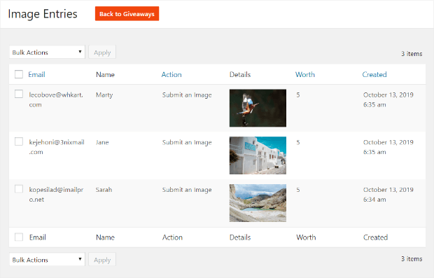 View Image Entries