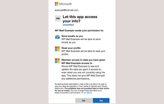 Give Permission To Connect To Your Microsoft Account