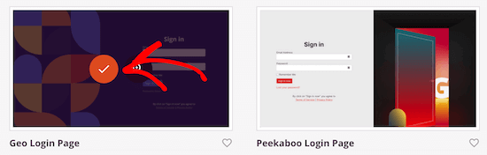 Select Login Page Template