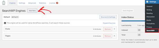 Add New Searchwp Search Engine