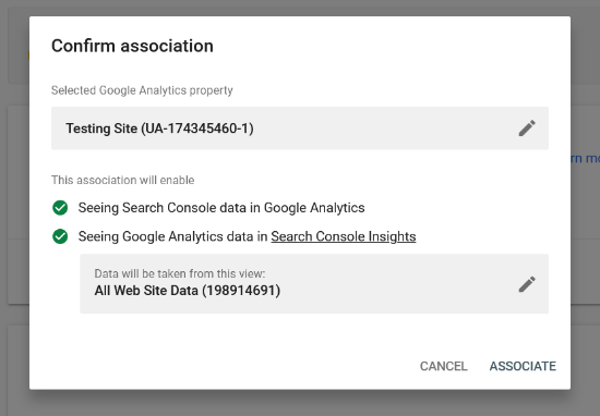 Confirm Association Between Analytics And Search Console