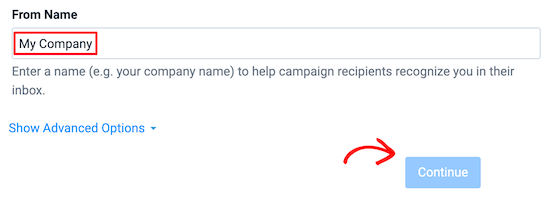 Enter Email From Name