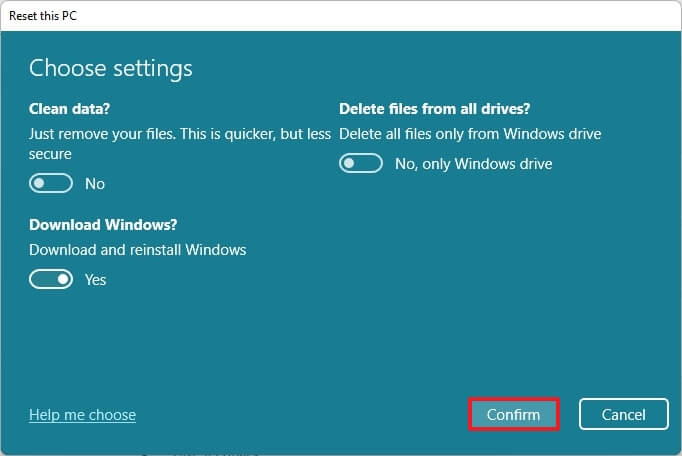 Opzione di download di Windows 11