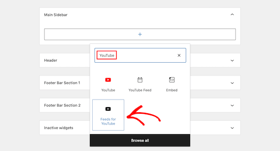 Select Youtube Feed Block Widget