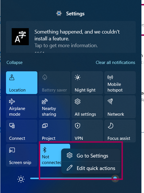 Settings Action On Bluetooth