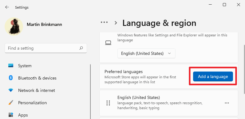 Windows 11 aggiunge una lingua