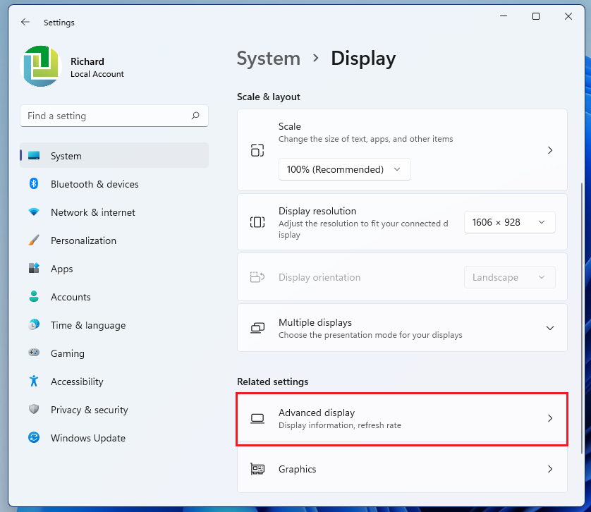Windows 11 Advanced Display 1