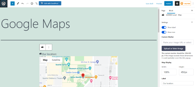 Modifica la tua mappa in WordPress