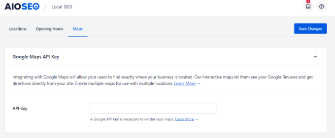 Inserisci la chiave API di Google Maps