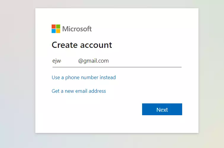 creare un'e-mail di tipo account microsoft